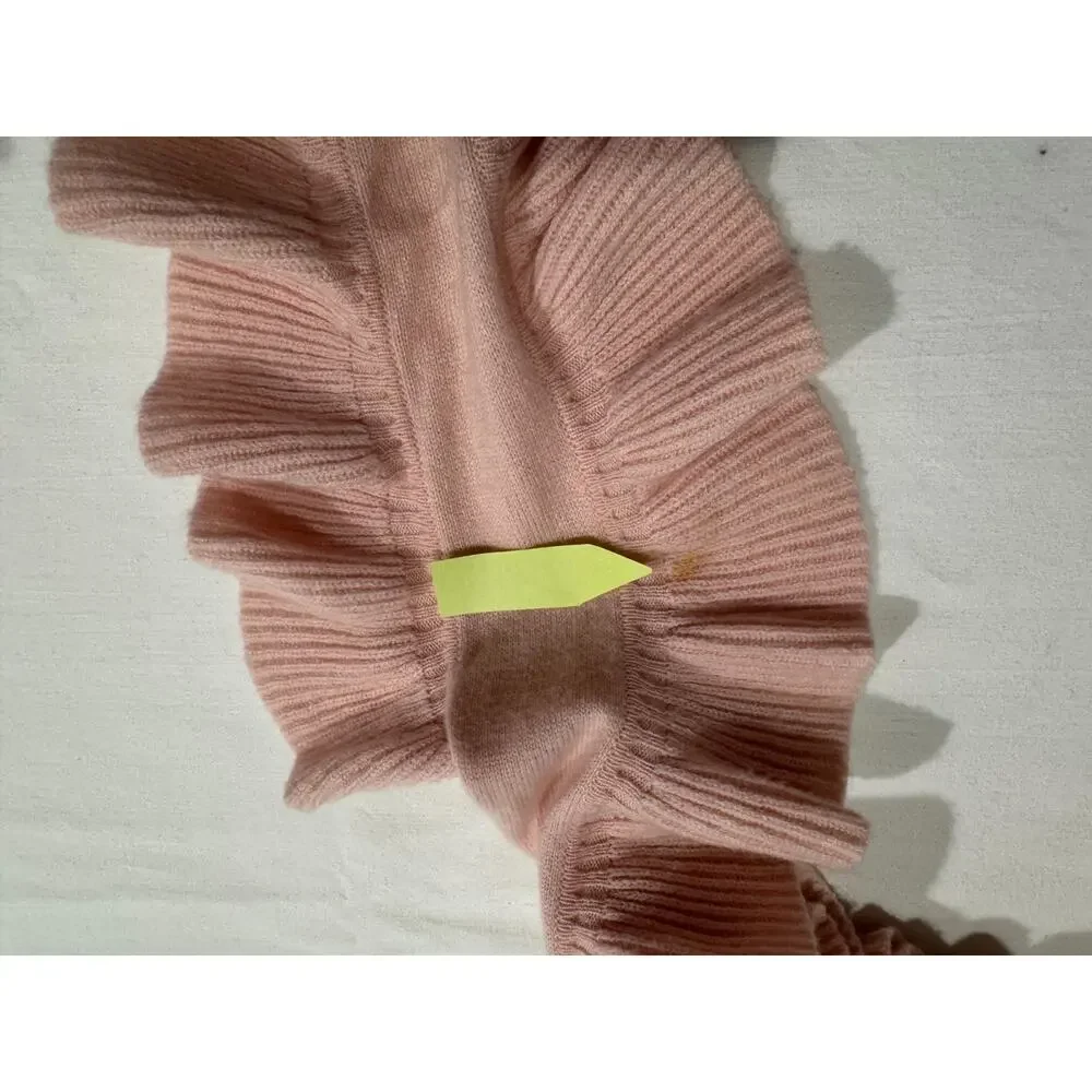 Vintage El Daws Pure Cashmere Turtleneck Womens Sz S w Ruffle Scarf 2 PC Pink